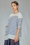 t-shirt lunga e ampia in jersey di cotone con riga orizzontale - FORME D' EXPRESSION 