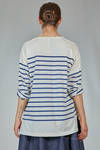 t-shirt lunga e ampia in jersey di cotone con riga orizzontale - FORME D' EXPRESSION 