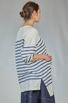 t-shirt lunga e ampia in jersey di cotone con riga orizzontale - FORME D' EXPRESSION 
