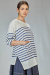 t-shirt lunga e ampia in jersey di cotone con riga orizzontale - FORME D' EXPRESSION 