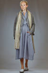 longuette dress in cotton and silk muslin with shirt stripe - FORME D' EXPRESSION 
