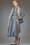 longuette dress in cotton and silk muslin with shirt stripe - FORME D' EXPRESSION 