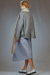 longuette dress in cotton and silk muslin with shirt stripe - FORME D' EXPRESSION 