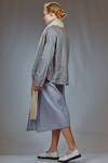 longuette dress in cotton and silk muslin with shirt stripe - FORME D' EXPRESSION 