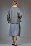 longuette dress in cotton and silk muslin with shirt stripe - FORME D' EXPRESSION 