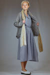 longuette dress in cotton and silk muslin with shirt stripe - FORME D' EXPRESSION 