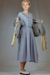 longuette dress in cotton and silk muslin with shirt stripe - FORME D' EXPRESSION 