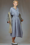 longuette dress in cotton and silk muslin with shirt stripe - FORME D' EXPRESSION 