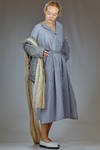longuette dress in cotton and silk muslin with shirt stripe - FORME D' EXPRESSION 