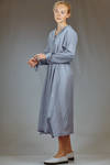 longuette dress in cotton and silk muslin with shirt stripe - FORME D' EXPRESSION 