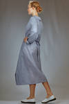 longuette dress in cotton and silk muslin with shirt stripe - FORME D' EXPRESSION 