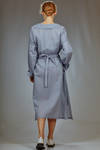 longuette dress in cotton and silk muslin with shirt stripe - FORME D' EXPRESSION 