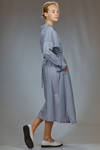 longuette dress in cotton and silk muslin with shirt stripe - FORME D' EXPRESSION 