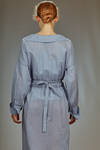 longuette dress in cotton and silk muslin with shirt stripe - FORME D' EXPRESSION 