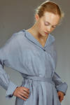 longuette dress in cotton and silk muslin with shirt stripe - FORME D' EXPRESSION 