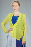 hip length asymmetric cardigan, in cotton georgette - MARIA CALDERARA 