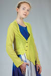 hip length asymmetric cardigan, in cotton georgette - MARIA CALDERARA 