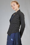 hip length asymmetric cardigan, in cotton georgette - MARIA CALDERARA 