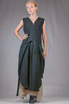 long dress, wide and asymmetrical, built in a patchwork of linen, ramie and tone-on-tone cotton - ATELIER SUPPAN 
