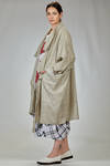 long and wide overcoat in flamed ramie canvas - MOYURU 