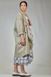 long and wide overcoat in flamed ramie canvas - MOYURU 