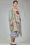 long and wide overcoat in flamed ramie canvas - MOYURU 