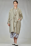 long and wide overcoat in flamed ramie canvas - MOYURU 