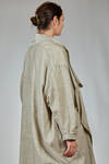 long and wide overcoat in flamed ramie canvas - MOYURU 