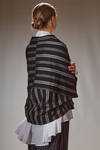 short and asymmetrical jacket in rayon canvas, polyester and nylon with vertical and diagonal irregular stripes - MOYURU 