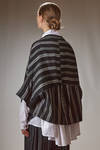 short and asymmetrical jacket in rayon canvas, polyester and nylon with vertical and diagonal irregular stripes - MOYURU 