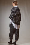 short and asymmetrical jacket in rayon canvas, polyester and nylon with vertical and diagonal irregular stripes - MOYURU 