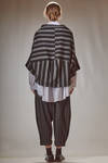 short and asymmetrical jacket in rayon canvas, polyester and nylon with vertical and diagonal irregular stripes - MOYURU 