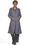 cappotto sotto al ginocchio in micro-pied de poul ad effetto denim di lana e lino - ATELIER SUPPAN 