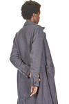 cappotto sotto al ginocchio in micro-pied de poul ad effetto denim di lana e lino - ATELIER SUPPAN 