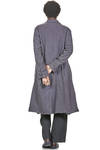 cappotto sotto al ginocchio in micro-pied de poul ad effetto denim di lana e lino - ATELIER SUPPAN 