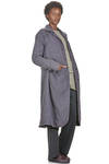 cappotto sotto al ginocchio in micro-pied de poul ad effetto denim di lana e lino - ATELIER SUPPAN 