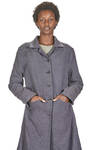 cappotto sotto al ginocchio in micro-pied de poul ad effetto denim di lana e lino - ATELIER SUPPAN 