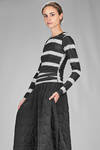 hip length t-shirt in striped polyester and elastane jersey - MARIA CALDERARA 