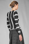 hip length t-shirt in striped polyester and elastane jersey - MARIA CALDERARA 