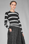 hip length t-shirt in striped polyester and elastane jersey - MARIA CALDERARA 