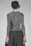 hip length t-shirt in striped polyester and elastane jersey - MARIA CALDERARA 