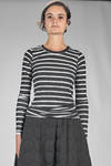 hip length t-shirt in striped polyester and elastane jersey - MARIA CALDERARA 