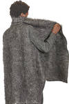 gilet lungo e ampio in mouflon a pelo lungo di lana vergine, mohair, viscosa e poliammide melange - FORME D' EXPRESSION 