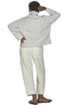 hip length sweater, wide, in ribbed knit of cotton, alpaca and wool - FORME D' EXPRESSION 