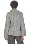 hip length sweater, wide, in ribbed knit of cotton, alpaca and wool - FORME D' EXPRESSION 