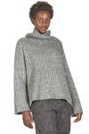 hip length sweater, wide, in ribbed knit of cotton, alpaca and wool - FORME D' EXPRESSION 