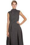 longuette dress in virgin wool chevron, lined in cupro - MARC LE BIHAN 