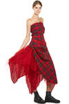 two-piece 'sculpture' dress in wool tartan, silk tulle and cupro base - MARC LE BIHAN 