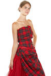 two-piece 'sculpture' dress in wool tartan, silk tulle and cupro base - MARC LE BIHAN 