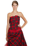 two-piece 'sculpture' dress in wool tartan, silk tulle and cupro base - MARC LE BIHAN 